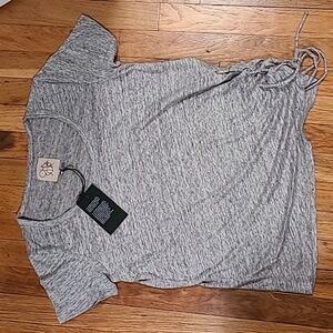 NWT Chaser Linen Blend Side Lace Up Tee Sz M